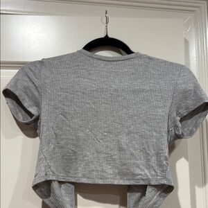 Sincerely Jules Gray Crop Tie Front T-Shirt